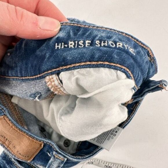 American Eagle Hi Rise Shortie Shorts Cut off Jean Shorts size 0 stretch - Picture 6 of 7